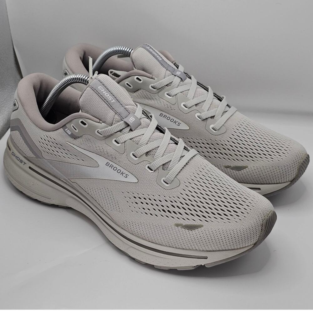 Brooks Ghost 15 White Crystal Grey Glass Womens 11 Medium B UK 9 Running Shoes